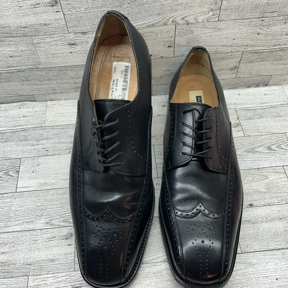 Florsheim Imperial Oxford Black Leather Wingtip Shoes 18193 Men Size‎ 11.5D